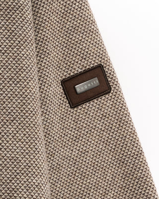 Bugatti Jacquard Jersey Sporty Quarter Zip Sweater Tan  Brown 6 4801