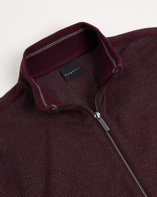 Bugatti Sporty Cotton Jersey Full Zip Sweater Jacket Burgundy 39 32290