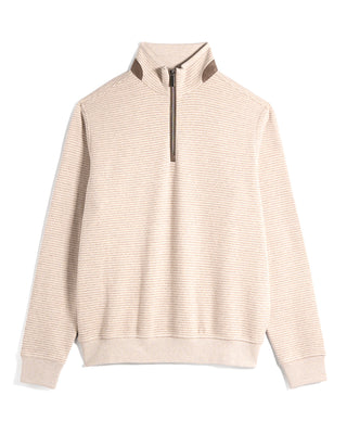 Bugatti Half Zip Houndstooth Sweater Beige 4228