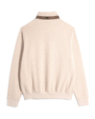 Bugatti Half Zip Houndstooth Sweater Beige 4234