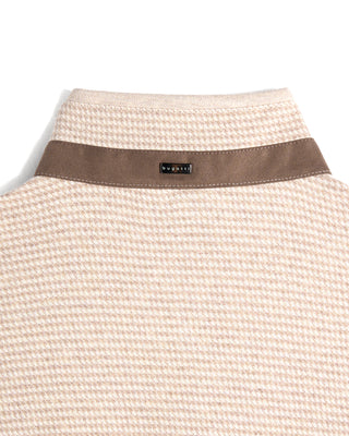Bugatti Half Zip Houndstooth Sweater Beige 4235