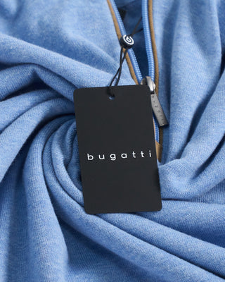 Bugatti Lightweight Cotton Quarter Zip Pullover Light Blue 1 5