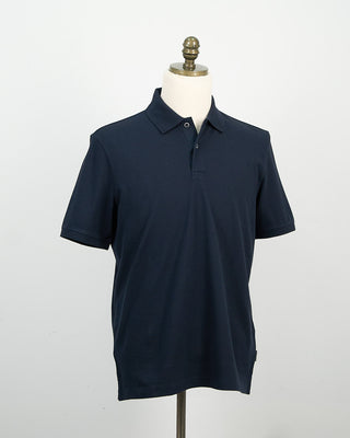 Bugatti Ribbed Washed Cotton Polo Navy 1274