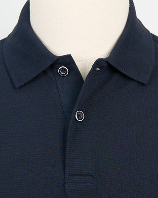 Bugatti Ribbed Washed Cotton Polo Navy 1276
