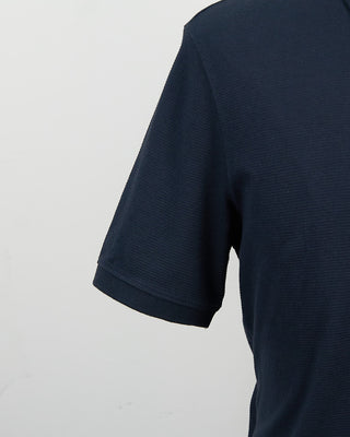 Bugatti Ribbed Washed Cotton Polo Navy 1279