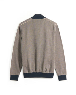 F39CM Bugatti Full Zip Cotton Cardigan Jacket Navy  Tan 12 7227