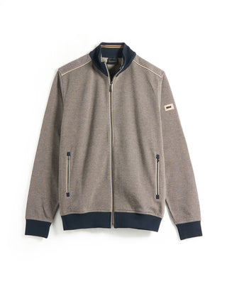 F39CM Bugatti Full Zip Cotton Cardigan Jacket Navy  Tan 6 7231