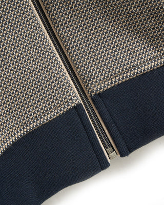 F39CM Bugatti Full Zip Cotton Cardigan Jacket Navy  Tan 9 7228