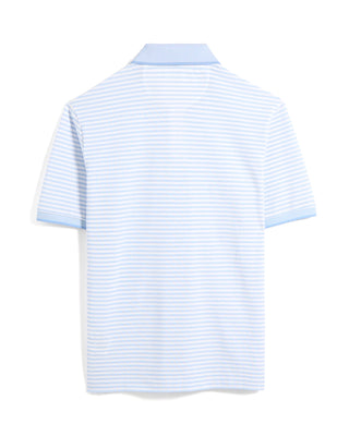 P3265M Bugatti Striped Pique Polo Light Blue 12 10378