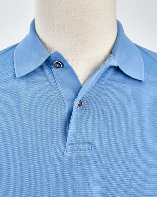 Bugatti Ribbed Washed Cotton Polo Blue 160859