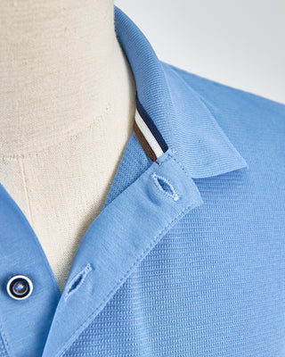Bugatti Ribbed Washed Cotton Polo Blue 165111