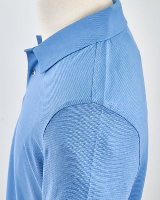 Bugatti Ribbed Washed Cotton Polo Blue 1815607