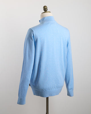 Bugatti Light Blue Cotton Jersey Quarter Zip Sweater Light Blue 1551