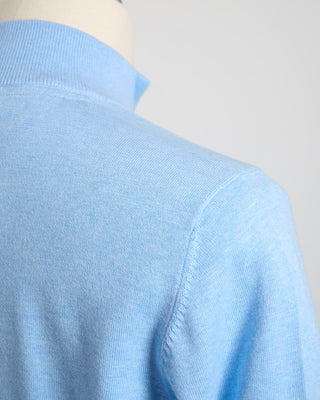 Bugatti Light Blue Cotton Jersey Quarter Zip Sweater Light Blue 1552