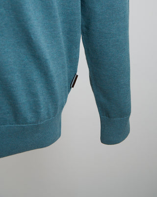 Bugatti Light Green Cotton Jersey Quarter Zip Sweater Teal 1516