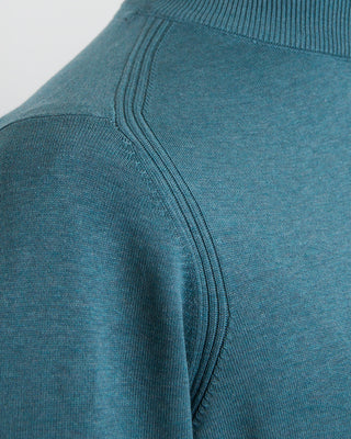 Bugatti Light Green Cotton Jersey Quarter Zip Sweater Teal 1519