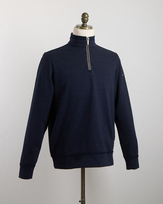 Bugatti Sporty Cotton Stretch Quarter Zip Sweater Navy 1511