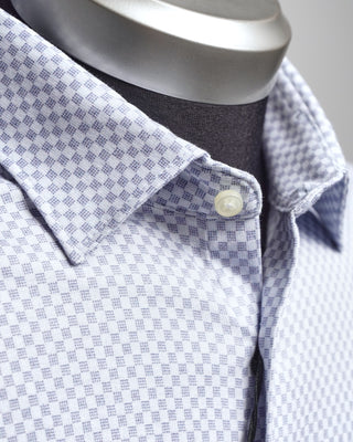 Desoto Checkerboard Print Jersey Knit Shirt Light Blue  3