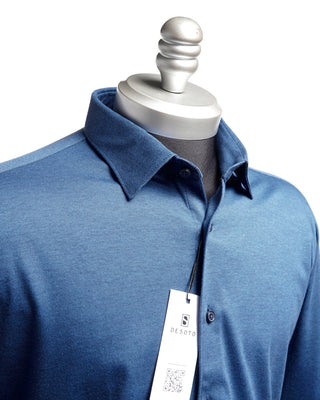 Desoto Pique Solid Jersey Knit Shirt Blue  4