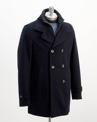 Herno Wool Cashmere Double Breasted Peacoat Navy 