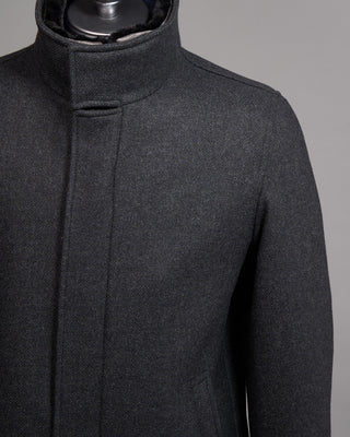 Herno Tech Wool Twill Winter Overcoat Grey 8 4952