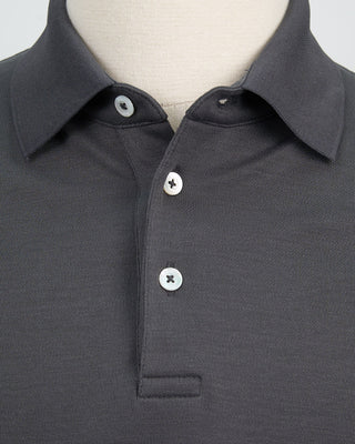 Herno Jersey Knit Short Sleeve Polo Anthracite 1294