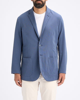 Herno Seersucker Stretch Unlined 2 Button Blazer Blue 12 10915