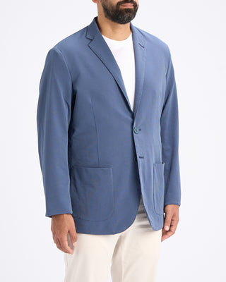 Herno Seersucker Stretch Unlined 2 Button Blazer Blue 13 10916