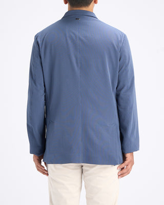 Herno Seersucker Stretch Unlined 2 Button Blazer Blue 14 10917