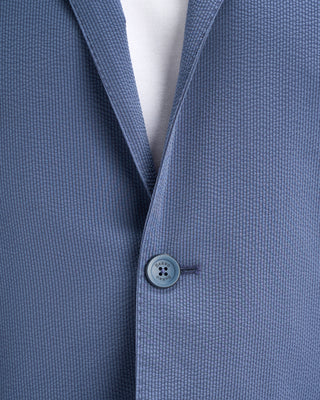 Herno Seersucker Stretch Unlined 2 Button Blazer Blue 5 10914