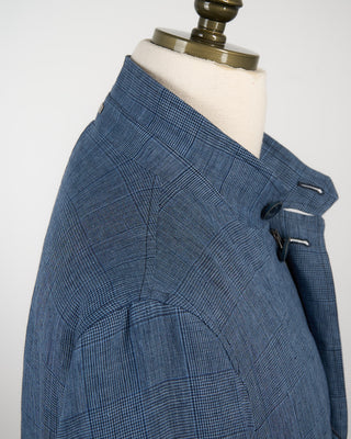 Herno Linen Prince Of Wales Jacket With Buttons Blue 145