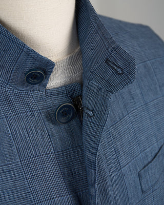 Herno Linen Prince Of Wales Jacket With Buttons Blue 146