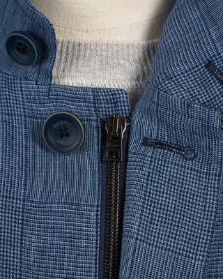 Herno Linen Prince Of Wales Jacket With Buttons Blue 147