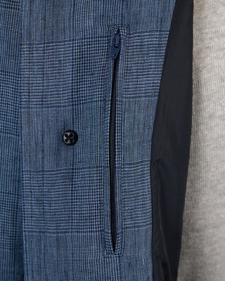 Herno Linen Prince Of Wales Jacket With Buttons Blue 149