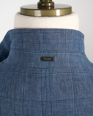 Herno Linen Prince Of Wales Jacket With Buttons Blue 150