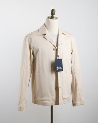 Herno Cotton Stretch Twill Jacket With Patch Pockets And Buttons Ivory 1222