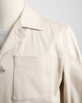 Herno Cotton Stretch Twill Jacket With Patch Pockets And Buttons Ivory 1226