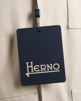 Herno Cotton Stretch Twill Jacket With Patch Pockets And Buttons Ivory 1228