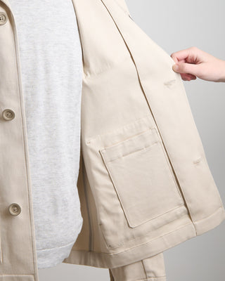 Herno Cotton Stretch Twill Jacket With Patch Pockets And Buttons Ivory 1229
