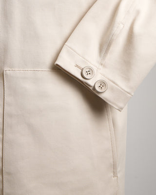 Herno Cotton Stretch Twill Jacket With Patch Pockets And Buttons Ivory 1230