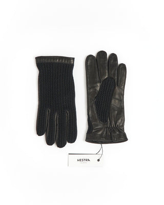 Hestra Black Crochet  Leather Adam Midweight Gloves Black fw23