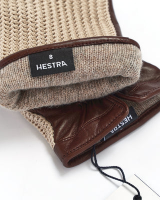Hestra Brown Crochet  Leather Adam Midweight Gloves Chestnut fw23 1