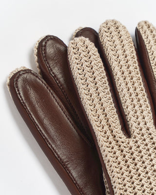 Hestra Brown Crochet  Leather Adam Midweight Gloves Chestnut fw23 3