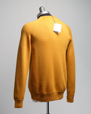 Gallia 100% Worsted Merino Wool Crewneck Sweater Mustard 