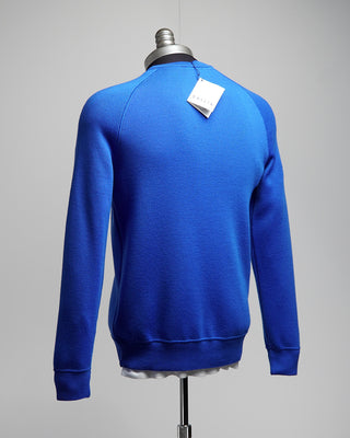 Gallia 100% Worsted Merino Wool Crewneck Sweater Cobalt Blue 
