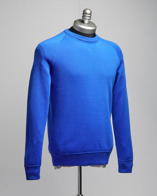 Gallia 100% Worsted Merino Wool Crewneck Sweater Cobalt Blue  5