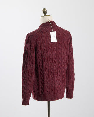 Gallia Plush Comfy Cableknit Crewneck Sweater Burgundy 139