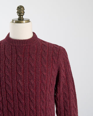 Gallia Plush Comfy Cableknit Crewneck Sweater Burgundy 141