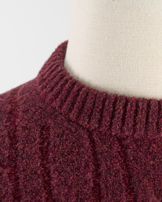 Gallia Plush Comfy Cableknit Crewneck Sweater Burgundy 142