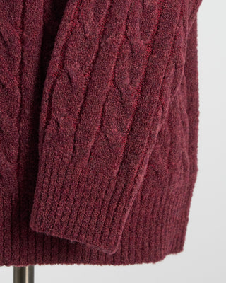 Gallia Plush Comfy Cableknit Crewneck Sweater Burgundy 143